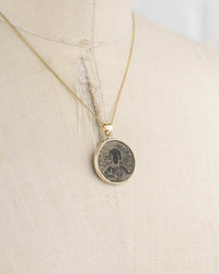 14k Genuine Ancient Byzantine Coin Necklace (Christ, King of Kings; 976-1025 A.D.)