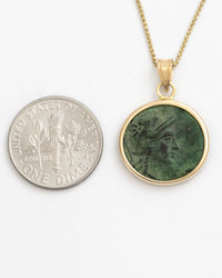 14k Gold Genuine Ancient Greek Coin Necklace (Athena/Owl; 200-133 B.C.)