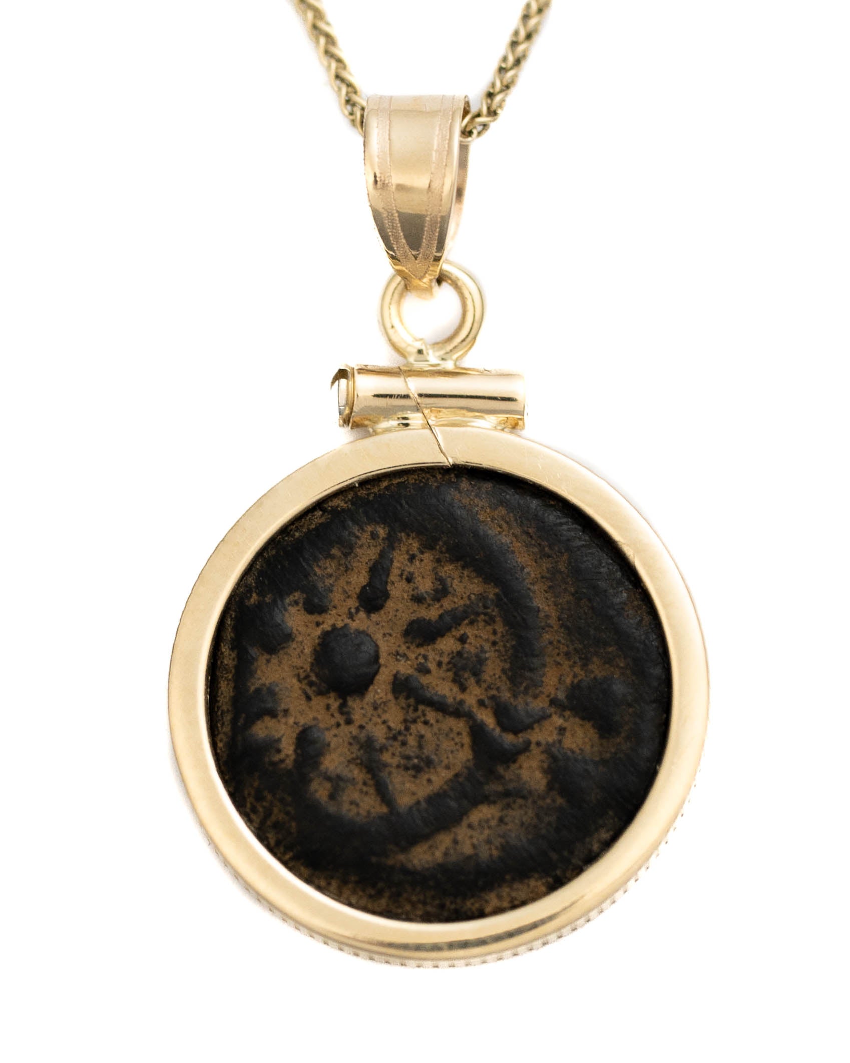 14k Gold Genuine Ancient Biblical/Judaean Coin Necklace (Widow's Mite; 103-76 B.C.)
