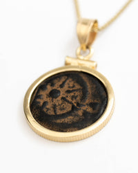 14k Gold Genuine Ancient Biblical/Judaean Coin Necklace (Widow's Mite; 103-76 B.C.)