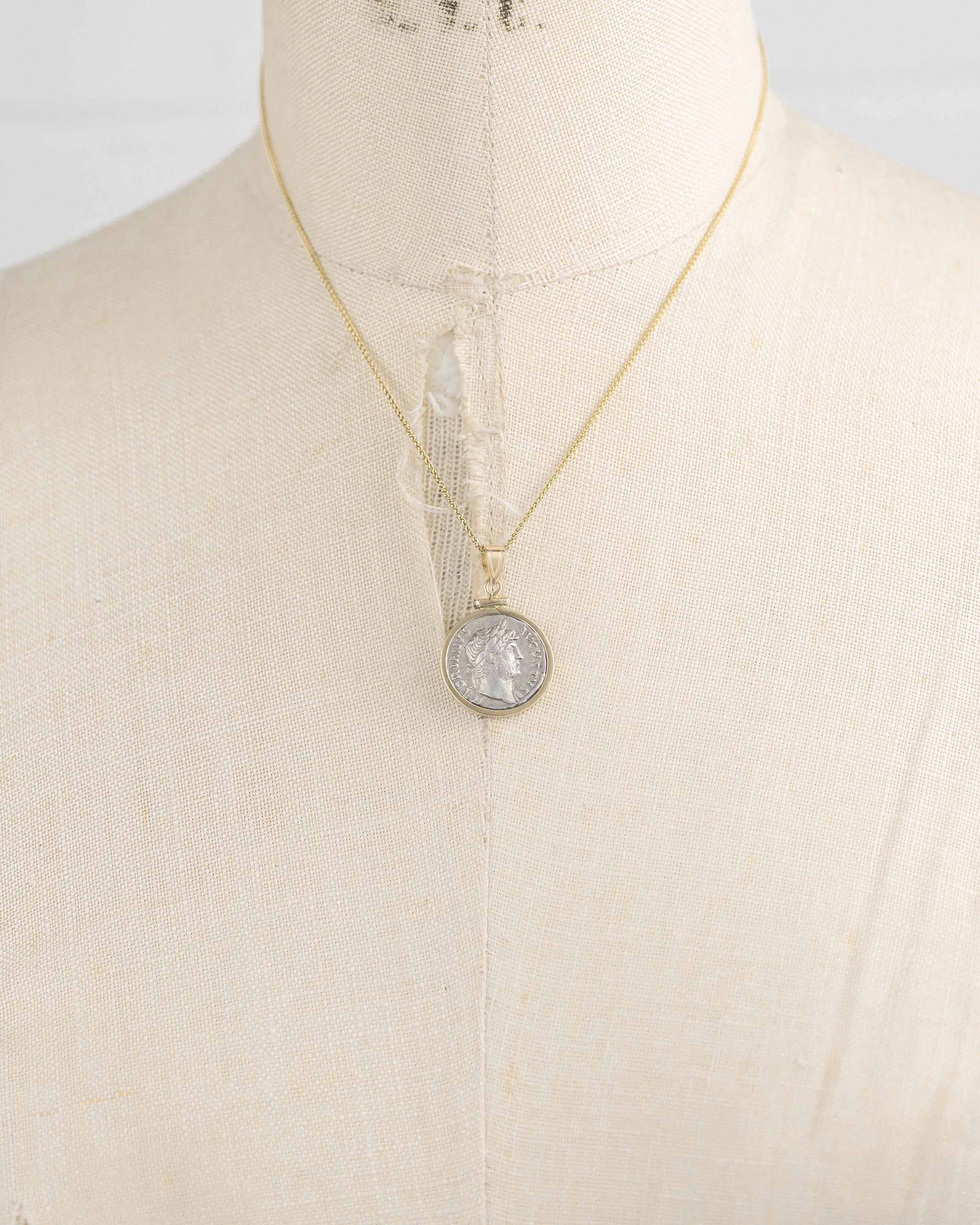 14k Gold Genuine Ancient Roman Coin Necklace (Hadrian;  117-138 A.D.)