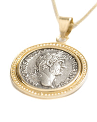 14k Gold Genuine Ancient Roman Coin Necklace (Hadrian; 117-138 A.D.)