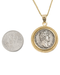 14k Gold Genuine Ancient Roman Coin Necklace (Hadrian; 117-138 A.D.)