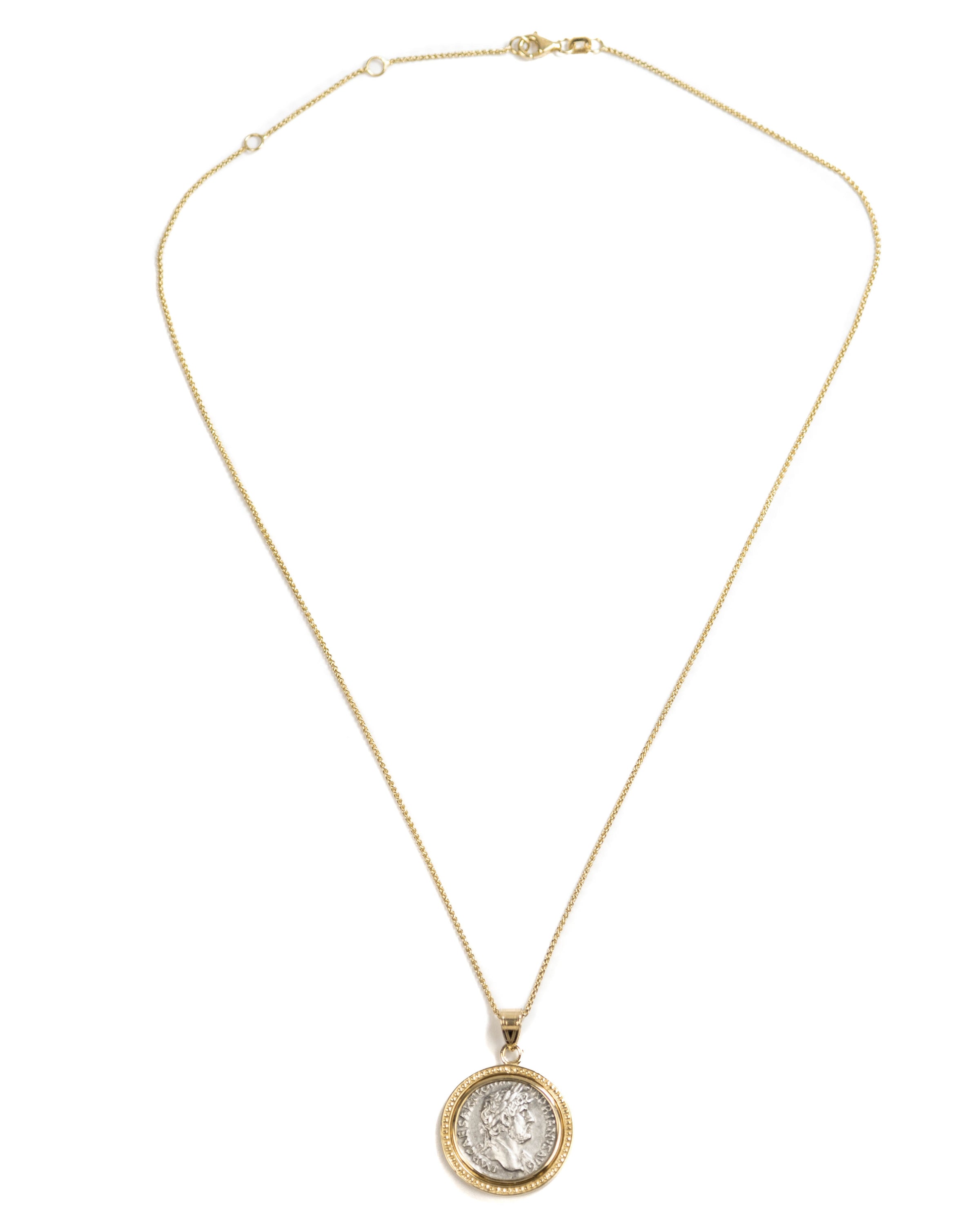 14k Gold Genuine Ancient Roman Coin Necklace (Hadrian; 117-138 A.D.)