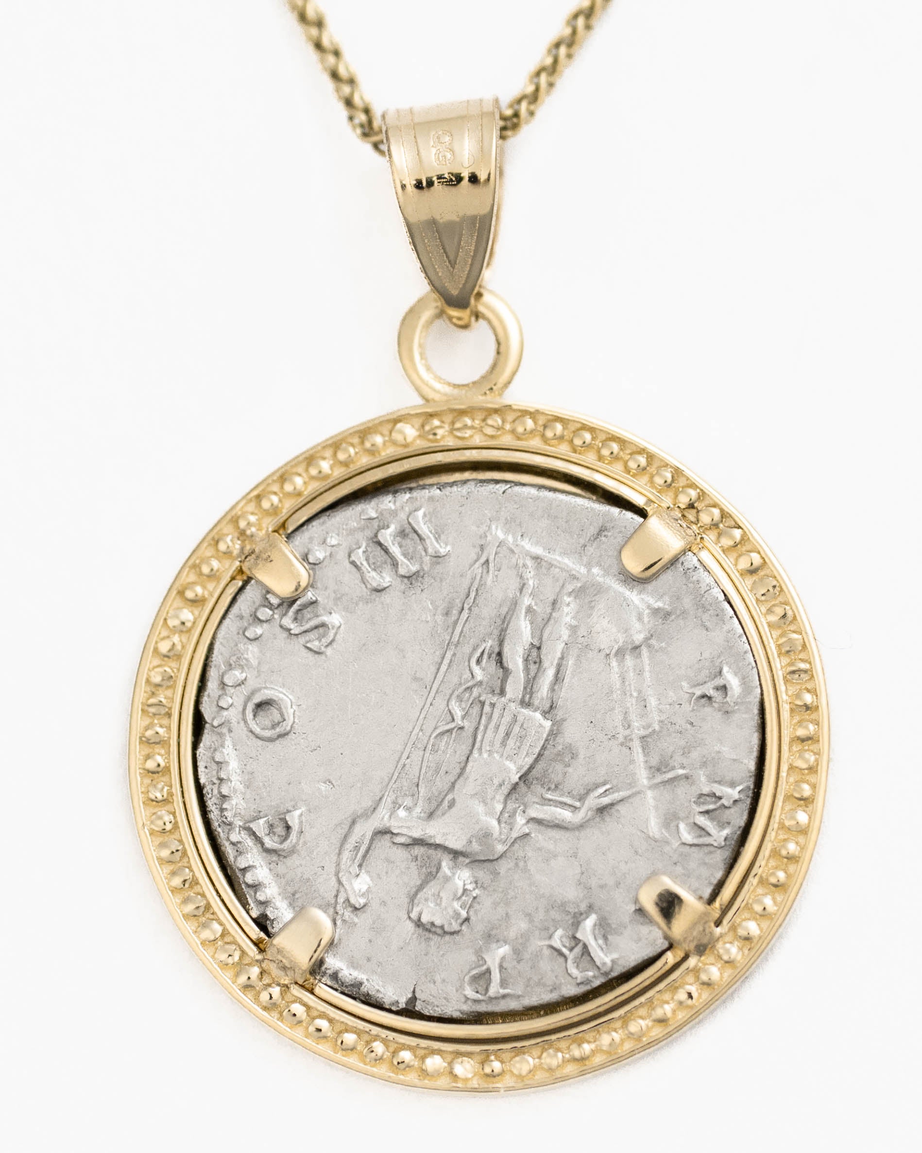 14k Gold Genuine Ancient Roman Coin Necklace (Hadrian; 117-138 A.D.)