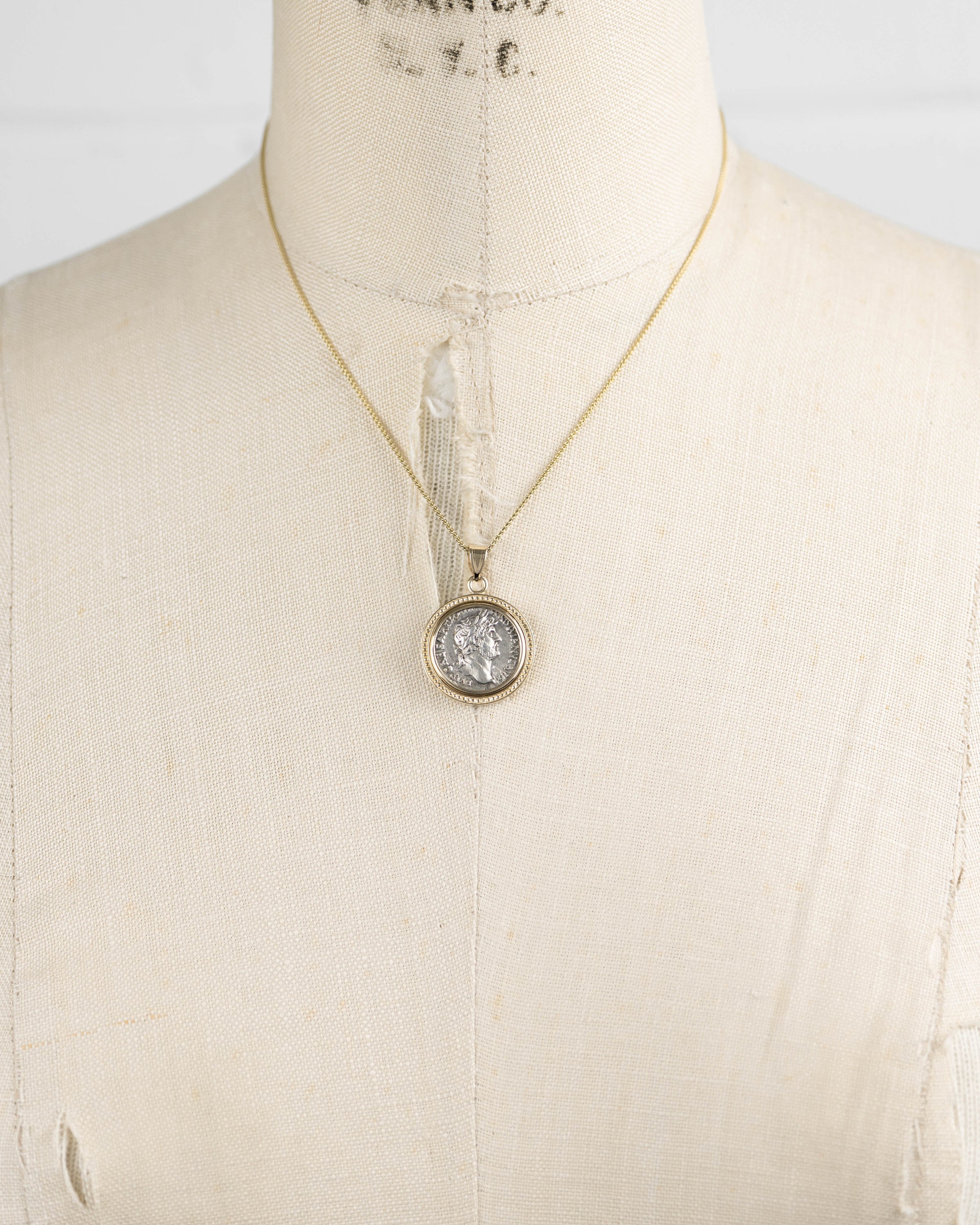 14k Gold Genuine Ancient Roman Coin Necklace (Hadrian; 117-138 A.D.)