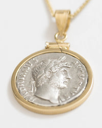 14k Gold Genuine Ancient Roman Coin Necklace (Hadrian;  117-138 A.D.)
