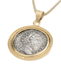 14k Gold Genuine Ancient Roman Coin Necklace (Marcus Aurelius; 161-180 A.D.)