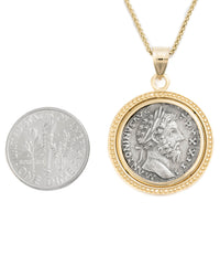 14k Gold Genuine Ancient Roman Coin Necklace (Marcus Aurelius; 161-180 A.D.)