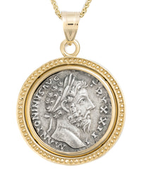 14k Gold Genuine Ancient Roman Coin Necklace (Marcus Aurelius; 161-180 A.D.)