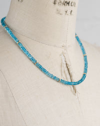 14k Gold Natural Swiss Blue Topaz Gemstone Strand Necklace