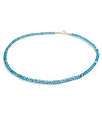 14k Gold Natural Swiss Blue Topaz Gemstone Strand Necklace