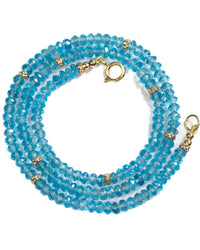 14k Gold Natural Swiss Blue Topaz Gemstone Strand Necklace