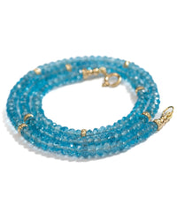 14k Gold Natural Swiss Blue Topaz Gemstone Strand Necklace
