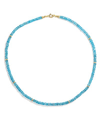 14k Gold Natural Swiss Blue Topaz Gemstone Strand Necklace