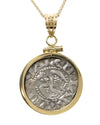 14k Gold Genuine Ancient Crusades Coin Necklace (12th Century A.D.)