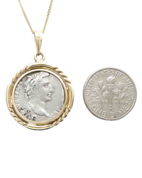 14k Gold Genuine Ancient Roman Coin Necklace (Augustus; 27 B.C.-14 A.D.)