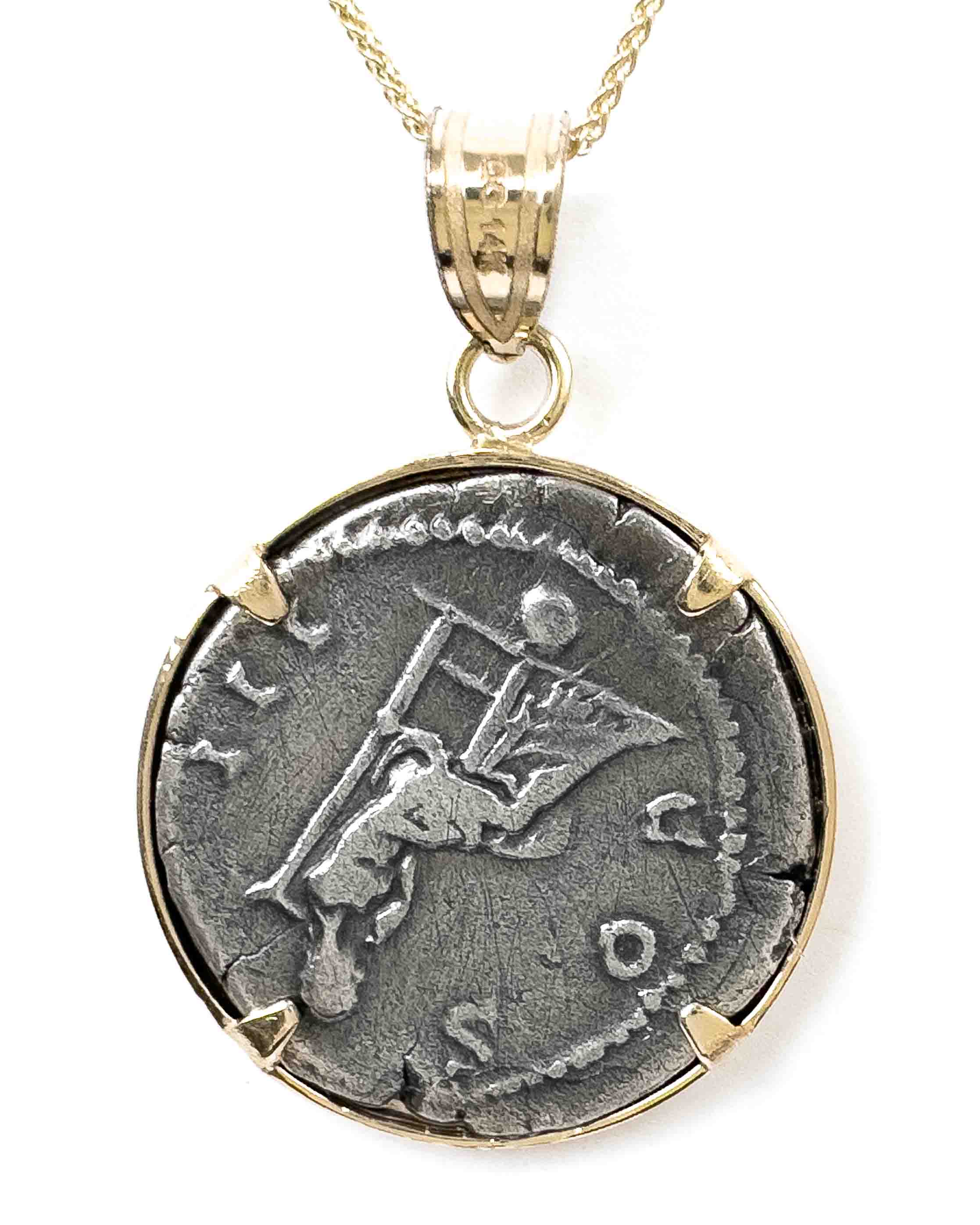 14k Gold Genuine Ancient Roman Coin Necklace (Hadrian; 117-138 A.D.)