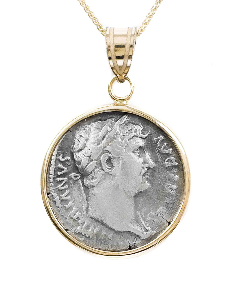 14k Gold Genuine Ancient Roman Coin Necklace (Hadrian; 117-138 A.D.)