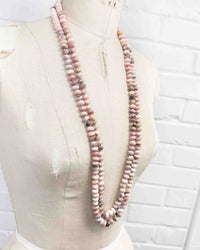 Pink Peruvian Opal Hand-Knotted Double Strand Necklace