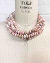Pink Peruvian Opal Hand-Knotted Double Strand Necklace
