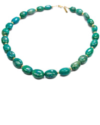 Natural Chrysocolla Nugget 14k Gold Filled Gemstone Strand Necklace