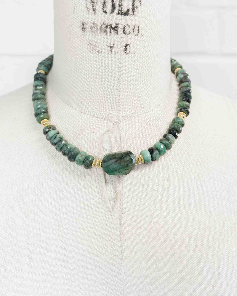 Natural Brazilian Emerald Nugget Necklace