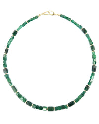 14k Gold Natural Emerald Nugget Collar Necklace