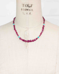 Natural Ruby & Sleeping Beauty Turquoise Nugget Necklace