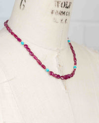 Natural Ruby & Sleeping Beauty Turquoise Nugget Necklace