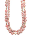 Rhodochrosite Grey Freshwater Pearl Double Strand Statement Necklace