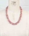 Rhodochrosite Grey Freshwater Pearl Double Strand Statement Necklace