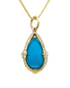 14k Diamond & Turquoise Teardrop Necklace