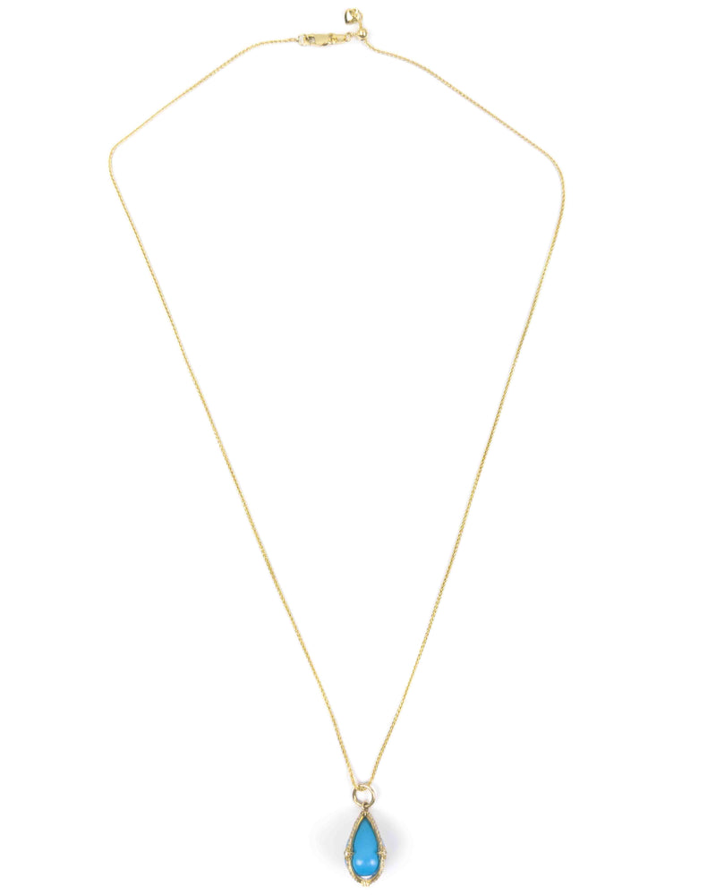 14k Diamond & Turquoise Teardrop Necklace