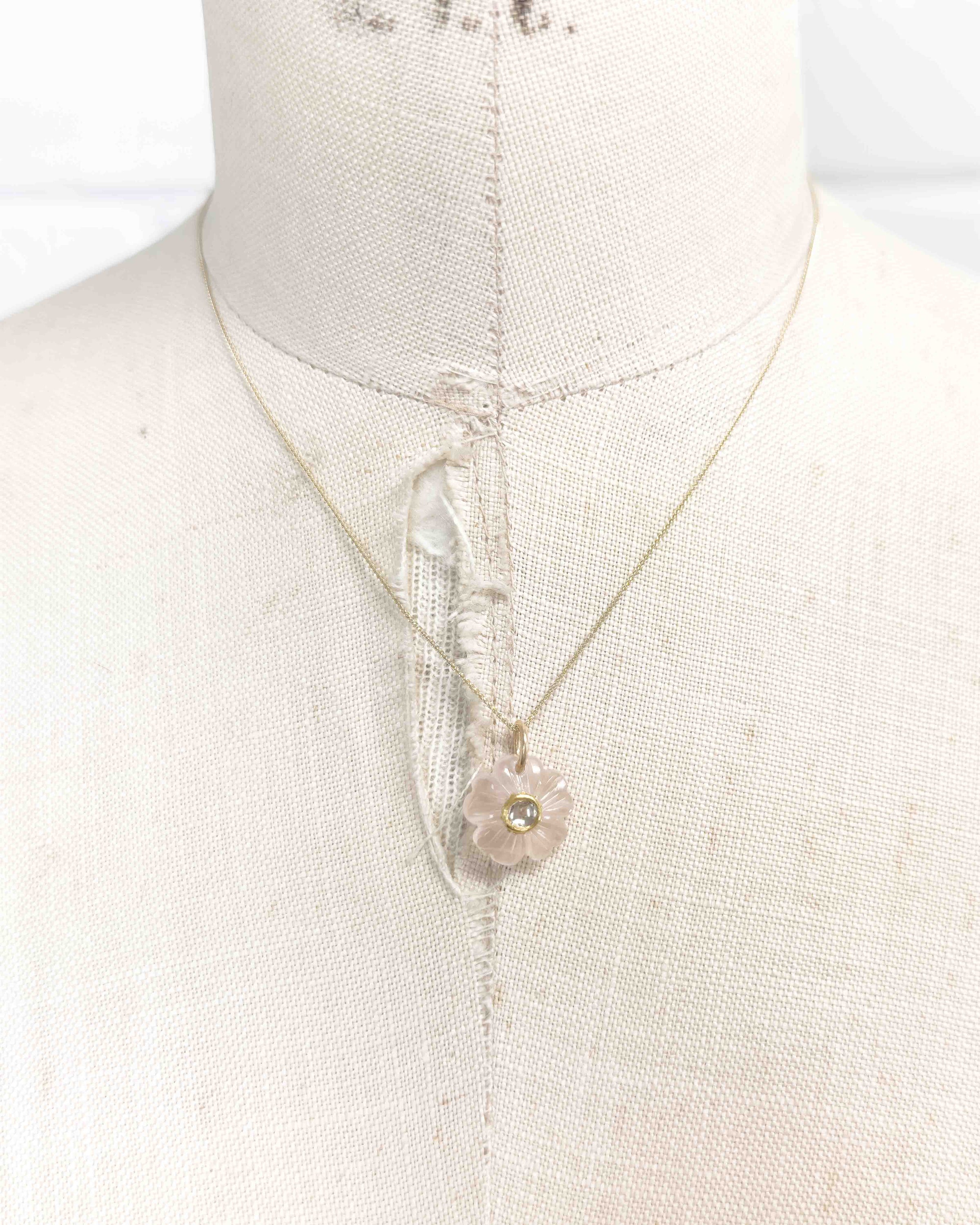 14k Rose Gold Diamond Tropical Flower Necklace