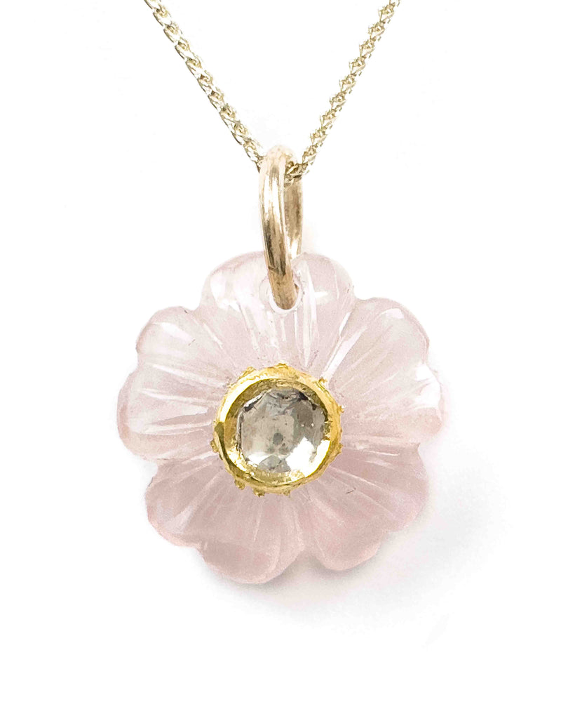 14k Rose Gold Diamond Tropical Flower Necklace