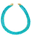 14k Natural Un-Dyed Sleeping Beauty Turquoise Triple Strand Necklace