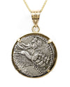 14k Gold Genuine Ancient Roman Coin Necklace (Apollo; 90 B.C.)