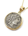 14k Gold Genuine Ancient Roman Coin Necklace (Apollo; 90 B.C.)