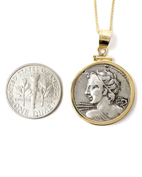 14k Gold Genuine Ancient Roman Coin Necklace (Apollo Veiovis; 84 B.C.)