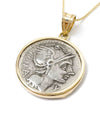14k Genuine Ancient Roman Coin Necklace (Roma; 109-108 B.C.)