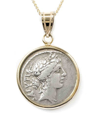 14k Genuine Ancient Roman Coin Necklace (Salus; 49 B.C.)