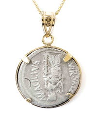 14k Genuine Ancient Roman Coin Necklace (Salus; 49 B.C.)
