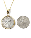 14k Genuine Ancient Roman Coin Necklace (Salus; 49 B.C.)