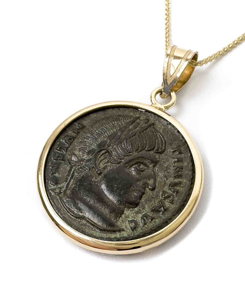 14k Genuine Ancient Roman Coin Necklace (Constantine the Great; 306-337 A.D.)