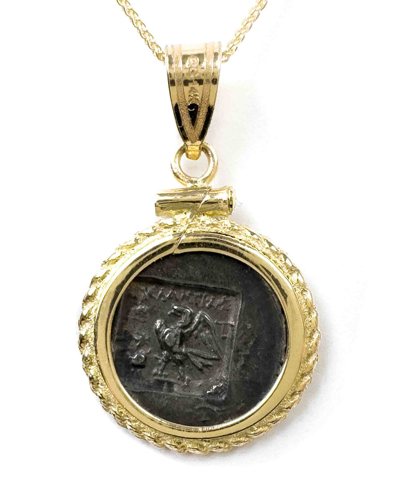 14k Gold Genuine Ancient Greek Coin Necklace (Zeus; 125-89 B.C.)