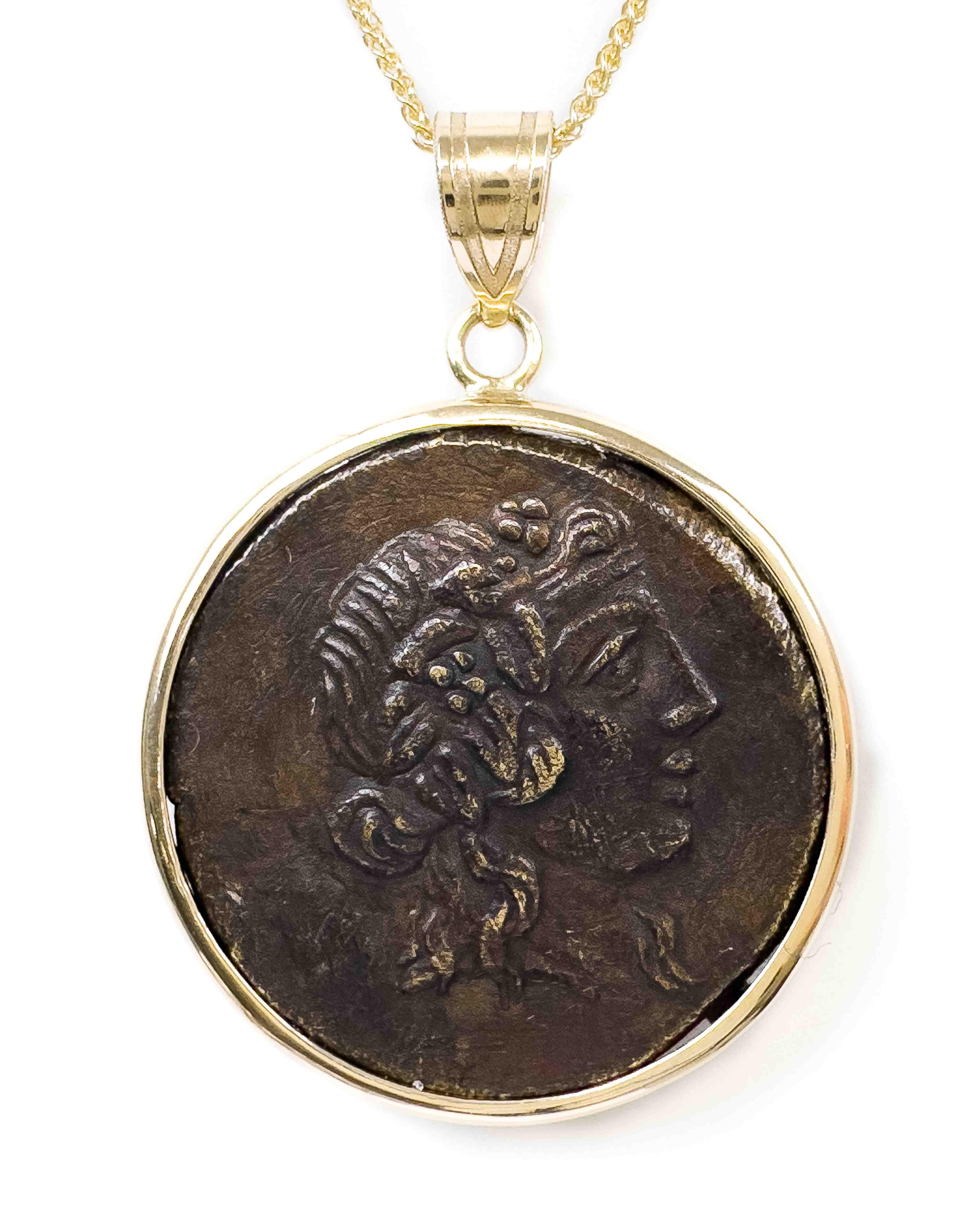 Gold greek deals coin necklace