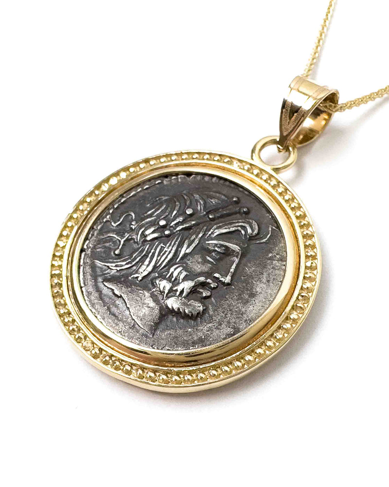 14k Gold Genuine Ancient Roman Coin Necklace (Jupiter; 80 B.C.)