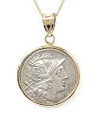 14k Gold Filled Ancient Roman Coin Necklace (Roma; 206-195 B.C.)