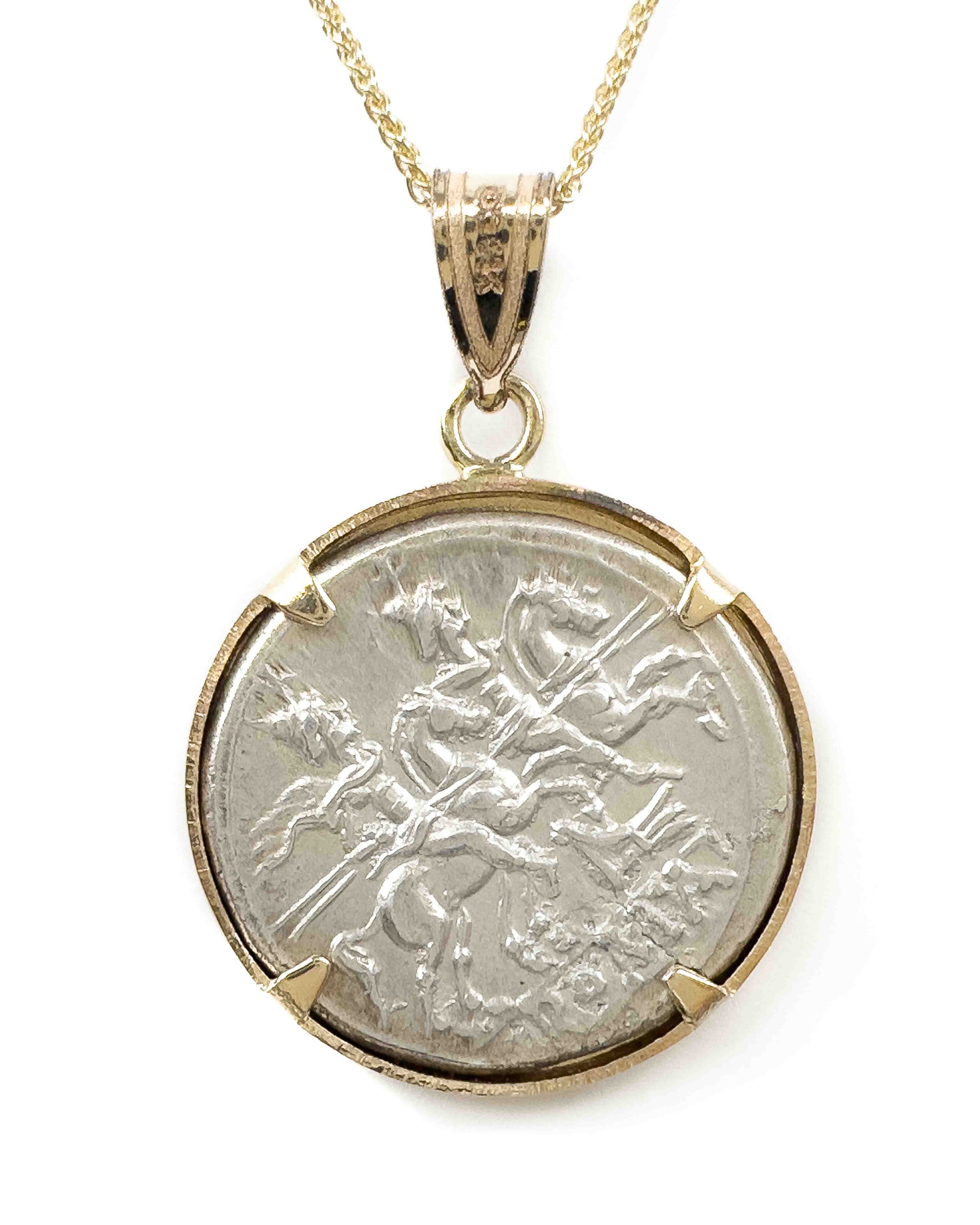 14k Gold Filled Ancient Roman Coin Necklace (Roma; 206-195 B.C.)